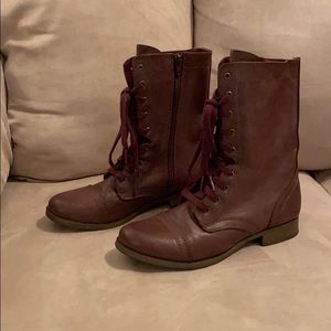 Burgundy military boots!